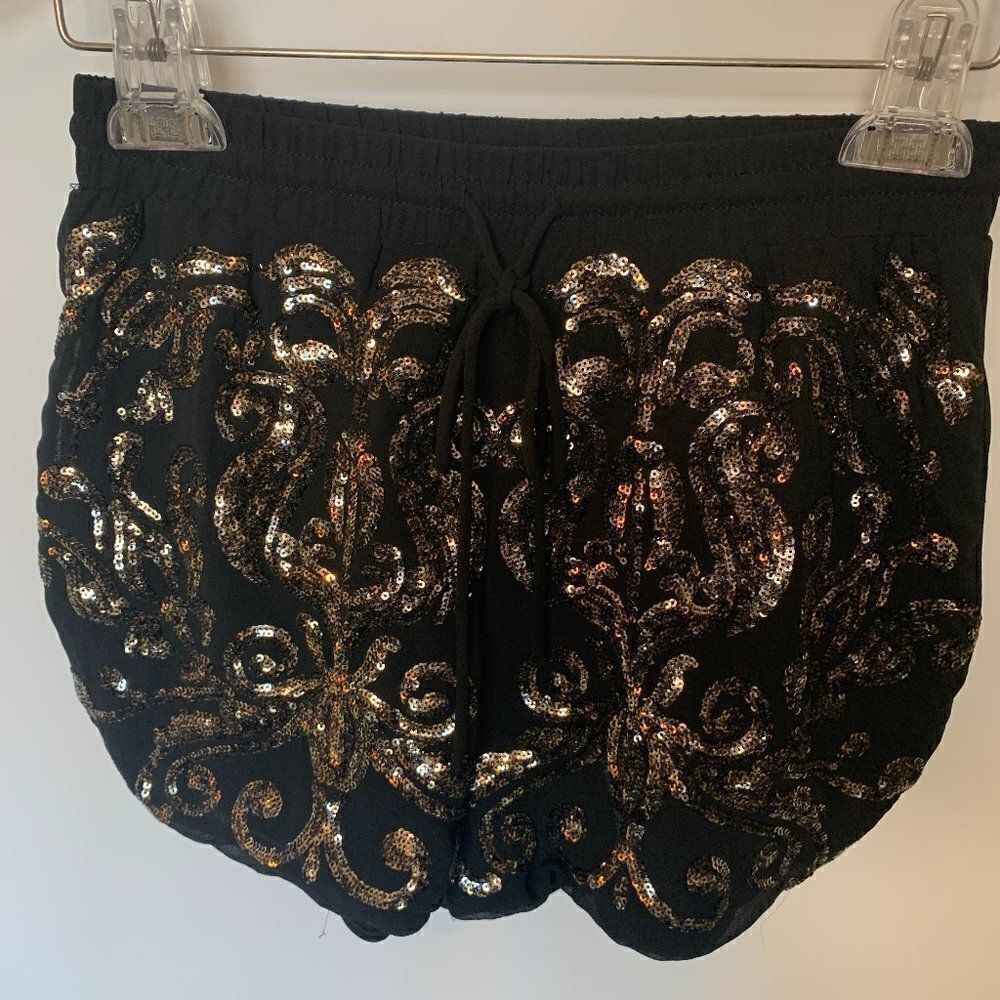 Be Clothing Company Black Short with Gold Accent Sequins